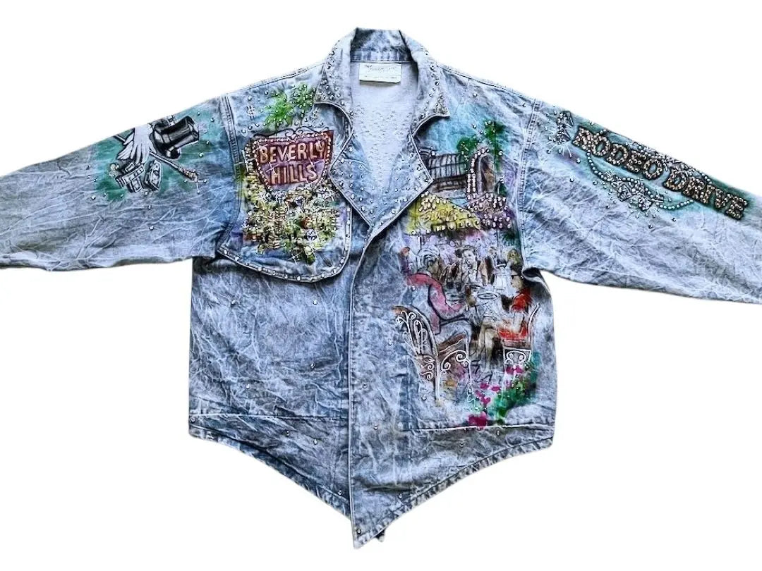 Chaqueta vaquera con lentejuelas Swarovski de Tony Alamo de los años 80, muy rara