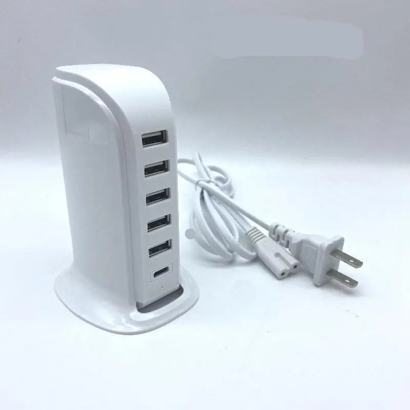 USB outlet, charger, 6 ports, AC adapter, tower type, Type-C