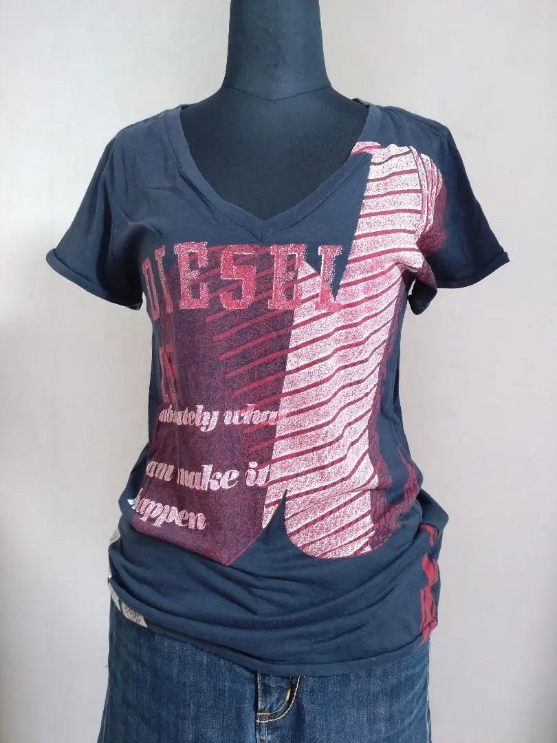 [Popular] DIESEL Women's T-shirt Short Sleeve Navy