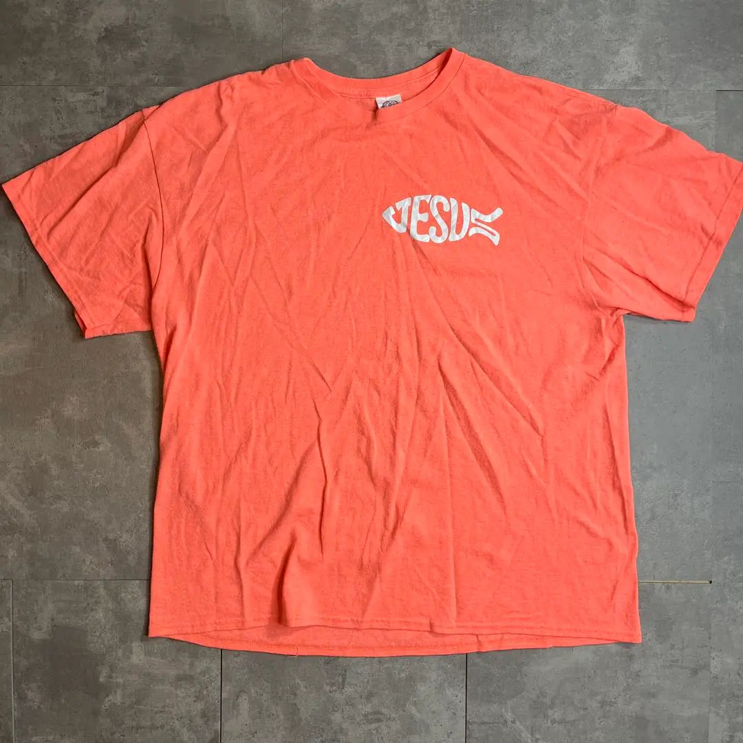 Camiseta de cuello redondo con diseño estampado de color naranja