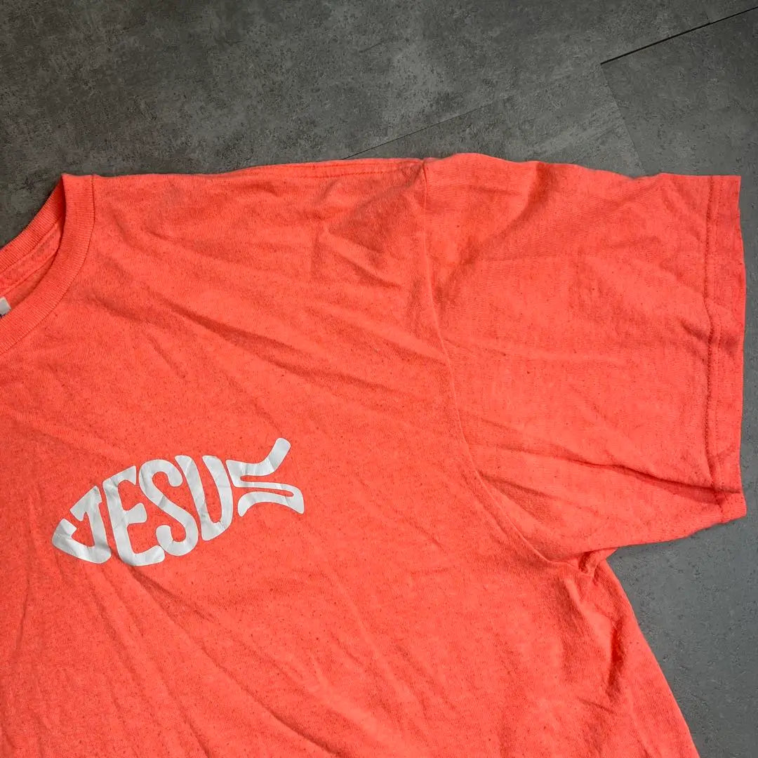 print design crew neck Tshirt orange