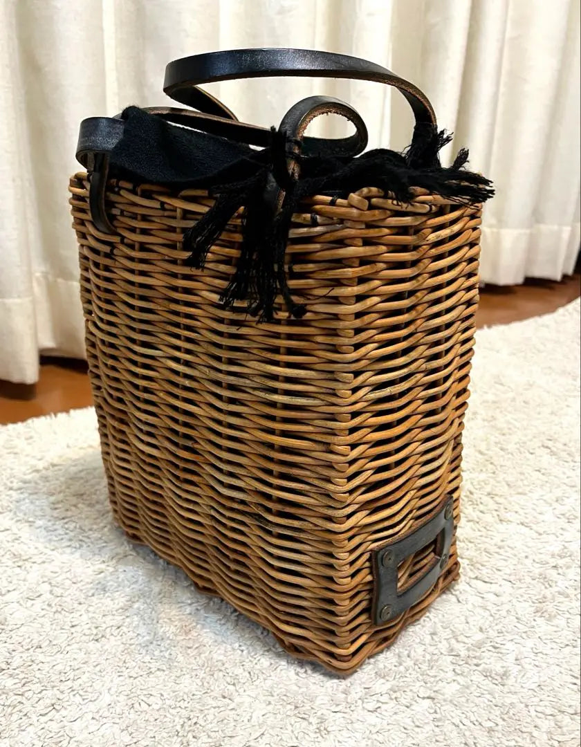 ebagos rattan basket bag bridle leather beautiful item! !