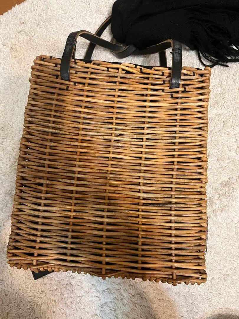 ebagos rattan basket bag bridle leather beautiful item! !