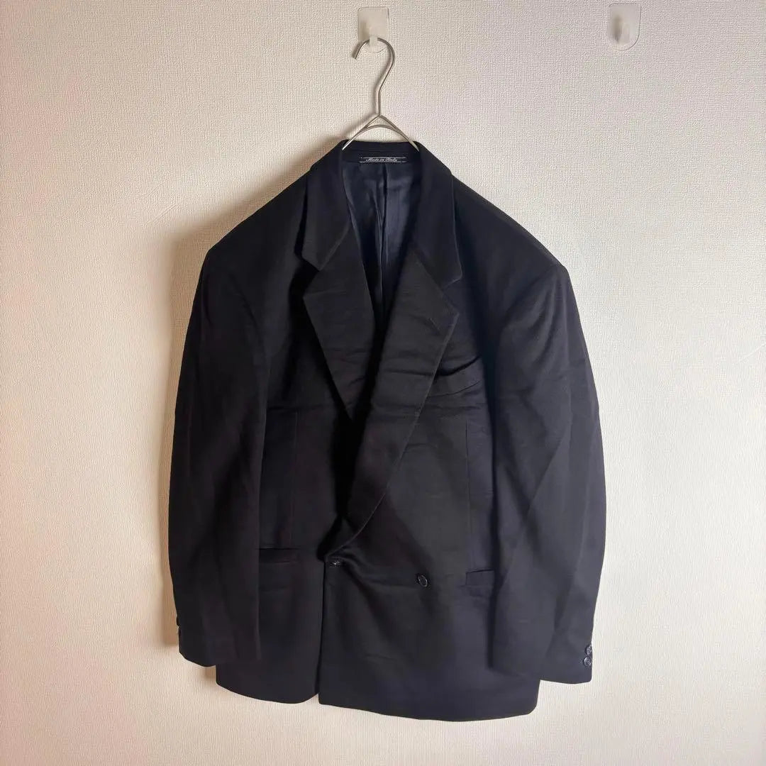 [Tailored jacket double button cashmere 100 pocket old clothes black]