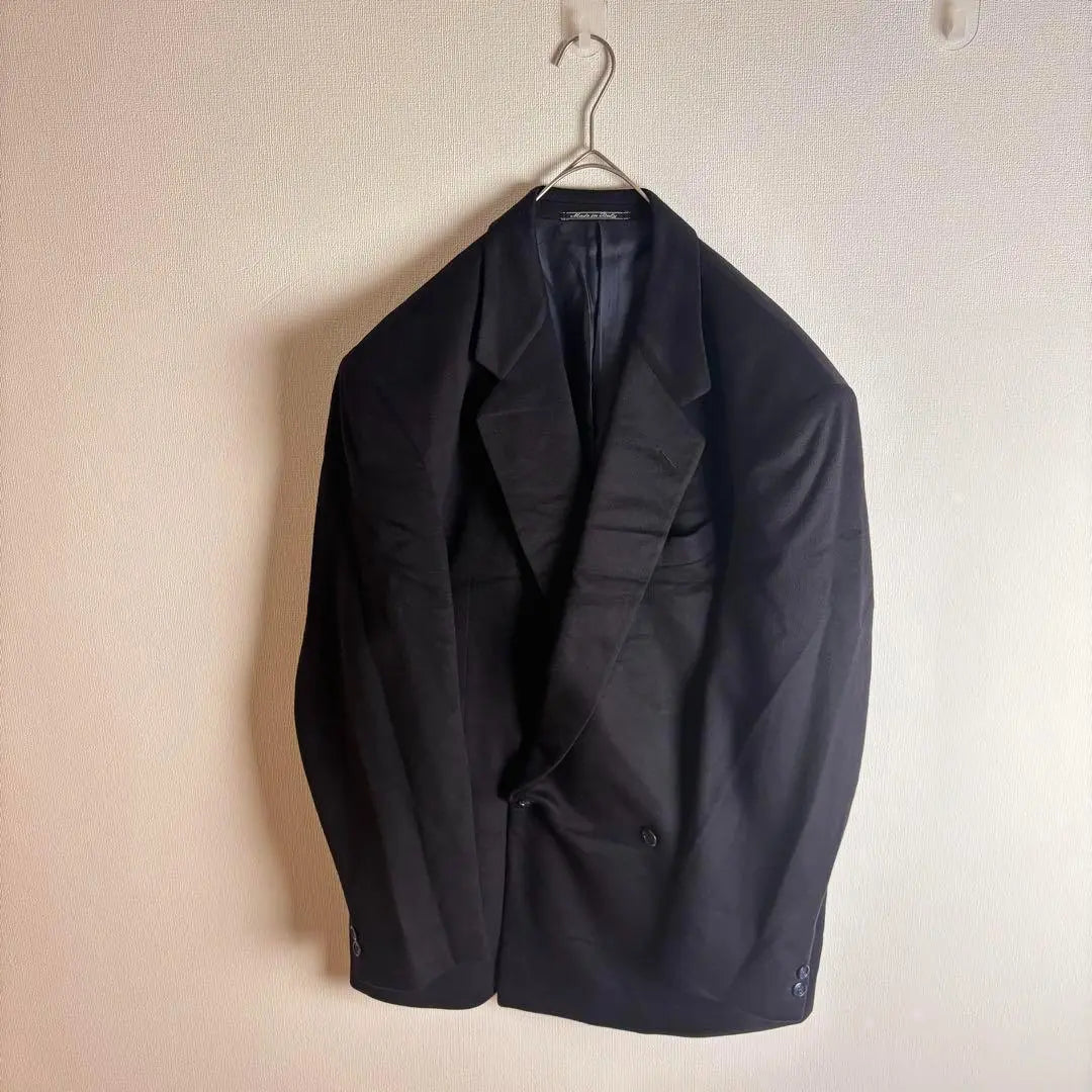 [Tailored jacket double button cashmere 100 pocket old clothes black]