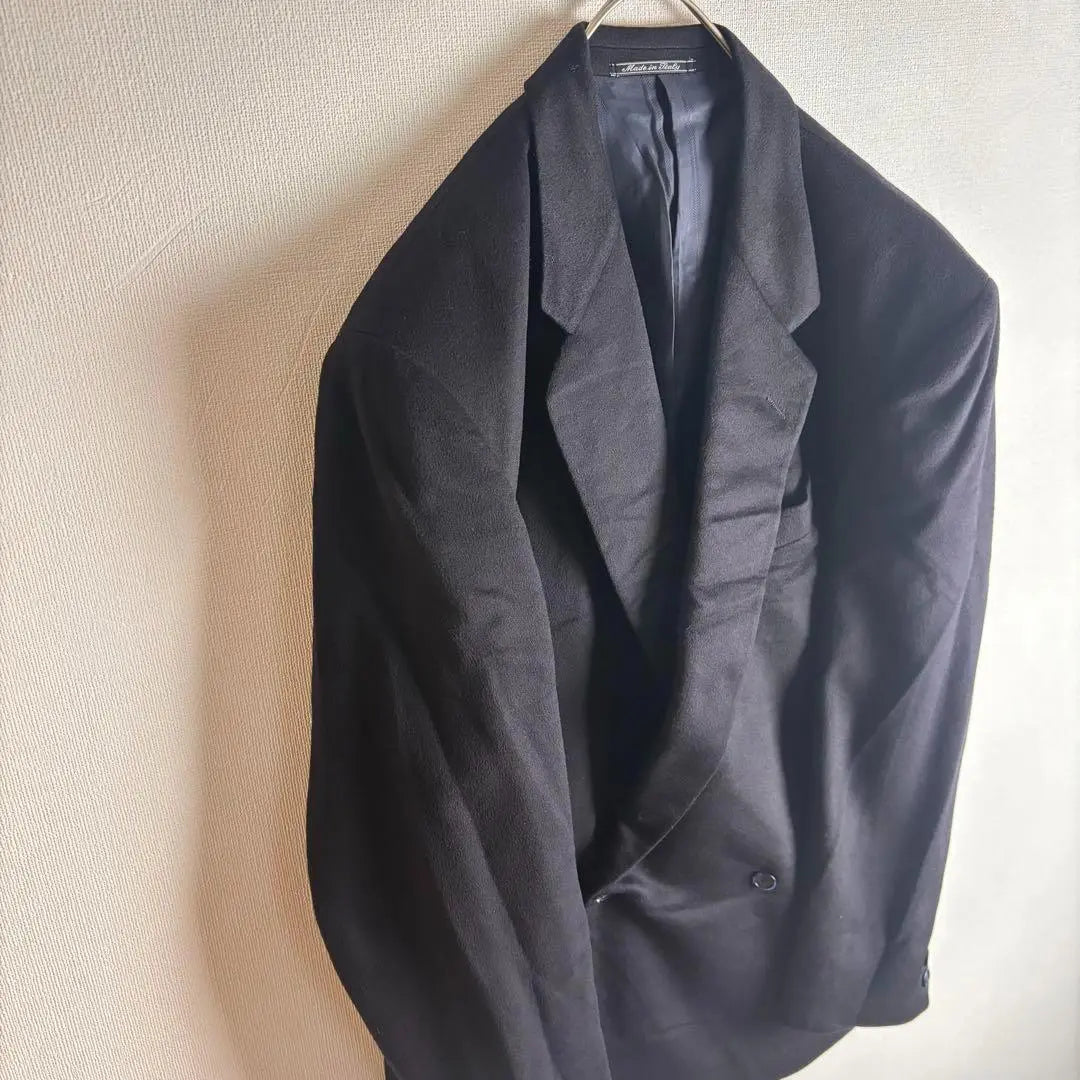 [Tailored jacket double button cashmere 100 pocket old clothes black]