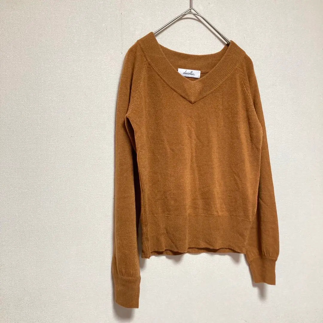 Dazulin V neck knit (F) Brown Fall / Winter A0789 | ダズリン Vネックニット （F） ブラウン 秋冬 a0789