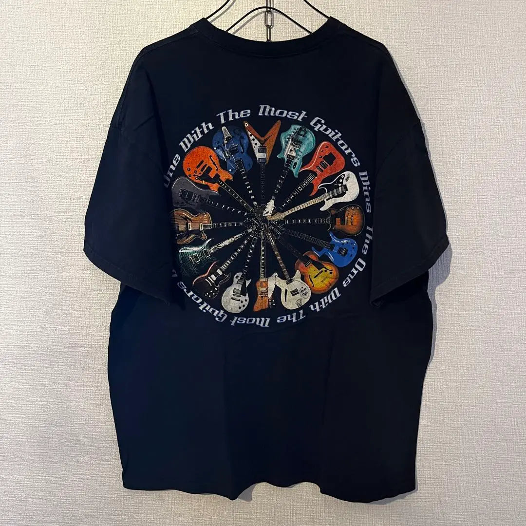 [Envío el mismo día] Camiseta con estampado de guitarra talla XL Ropa antigua Banda de gran tamaño