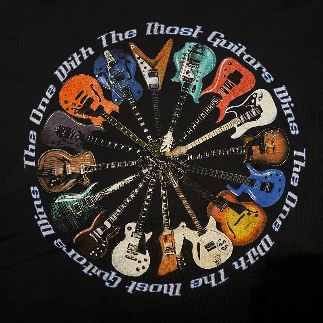 [Same day shipping] Size XL Guitar Print T-shirt Old Clothes Oversize Band