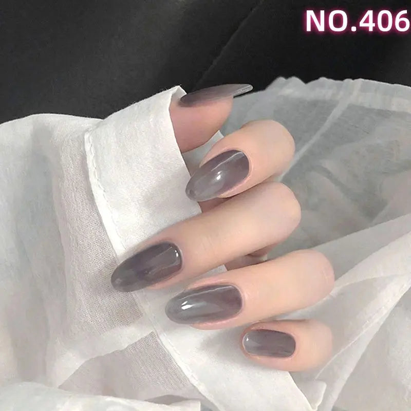 Descuento por tiempo limitado 406 uñas postizas largas negras con diseño de gelatina para novias yu 6h9