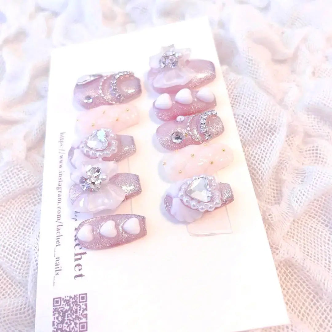 Nail tips♡ Custom magnet pink landmine type Galaxy mass-produced Korean angel