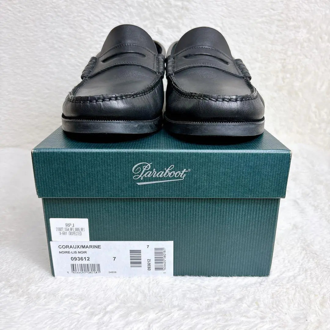 PARABOOT CORAUX Corolla Coin Loafers 7 Black