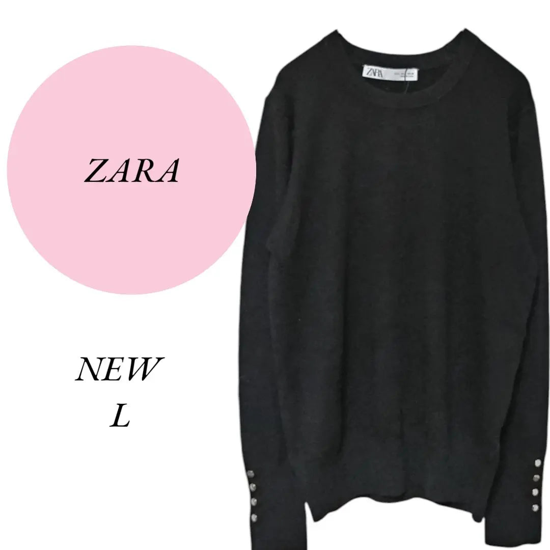 [ZARA] ZARA♡ Brand new and unused♡ Sweater♡ Long sleeves♡ Tops♡ Gold buttons【L】Black