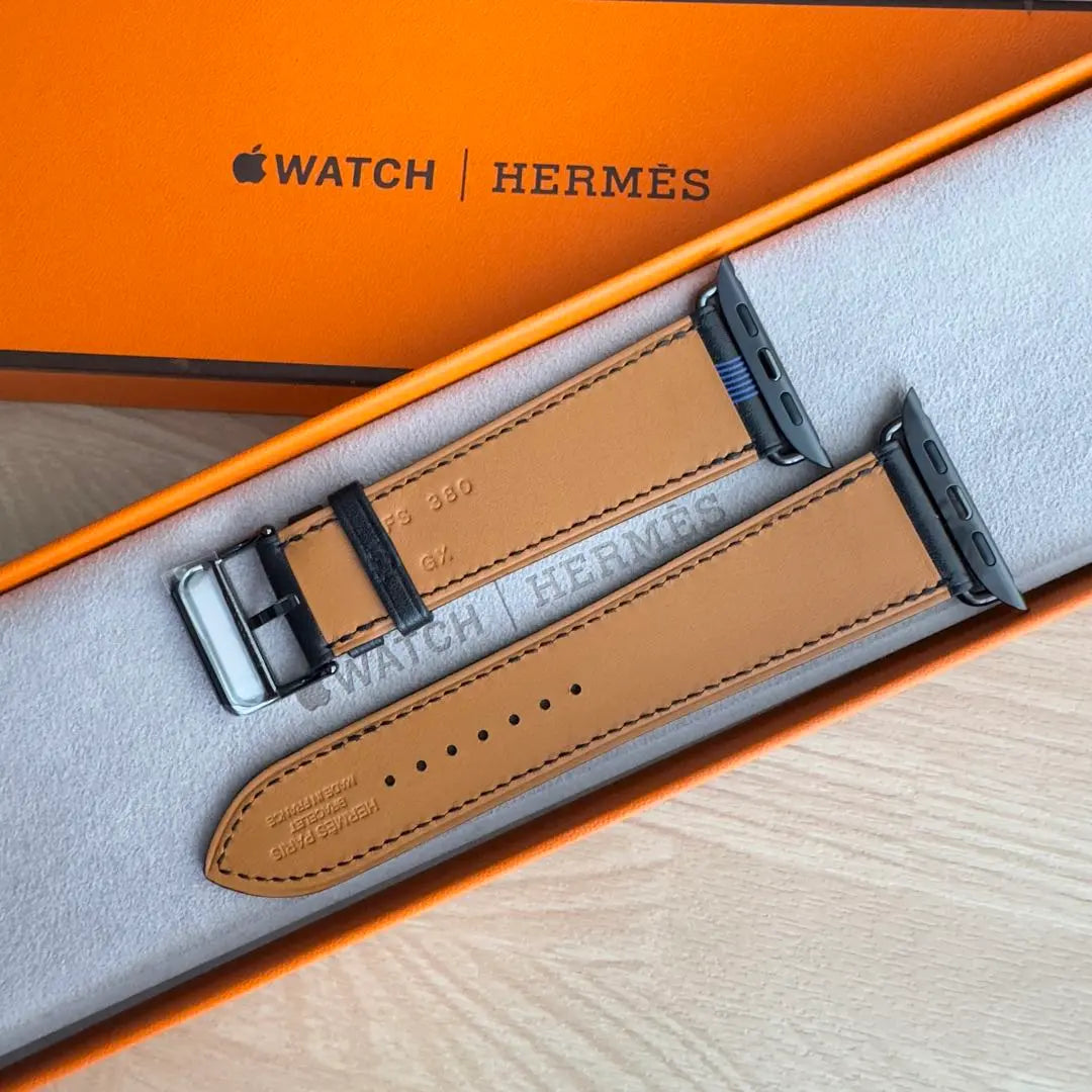 1777 Apple Watch Hermes Circuit Cuero Azul Negro