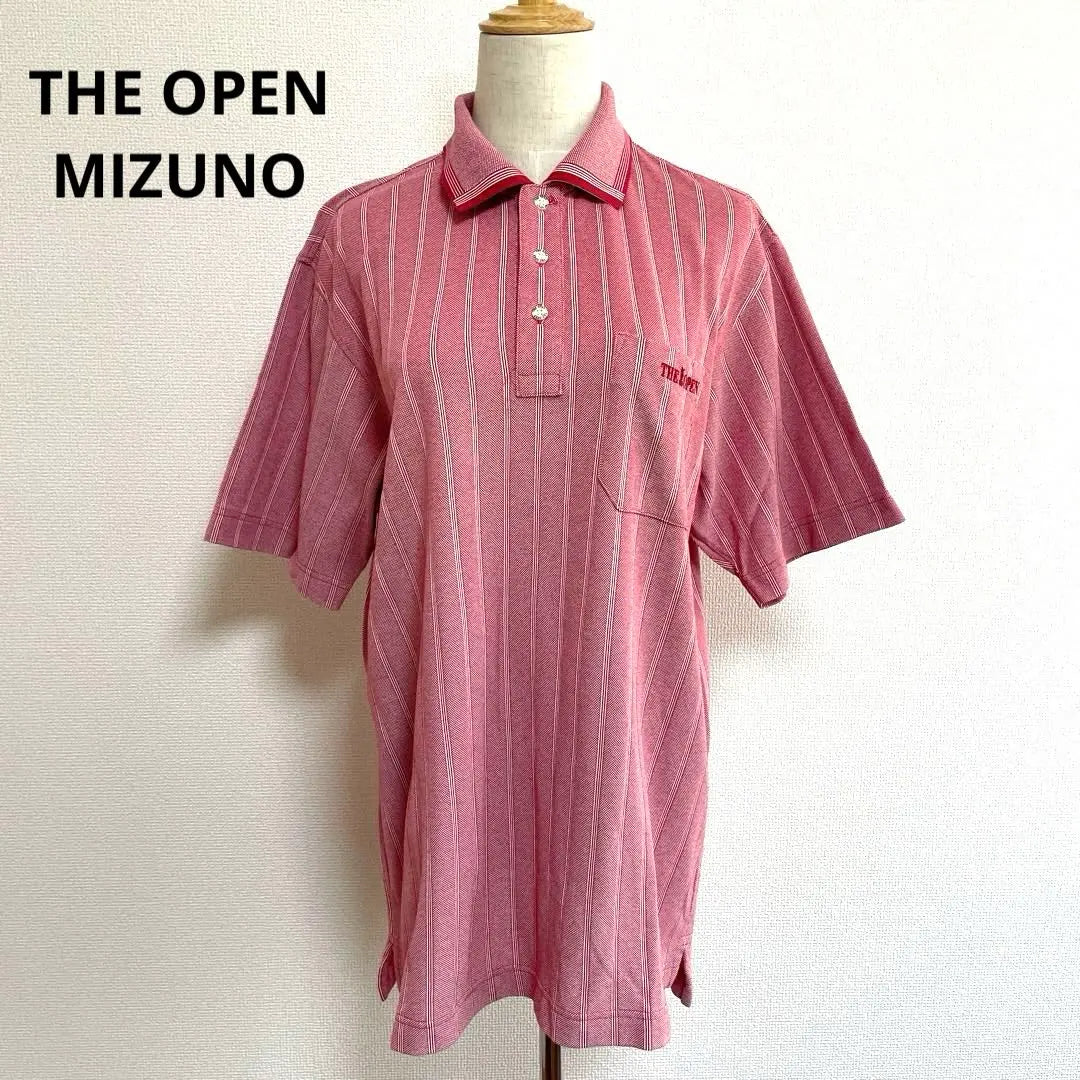 THE OPEN MIZUNO Pink Stripe Polo Shirt Stylish