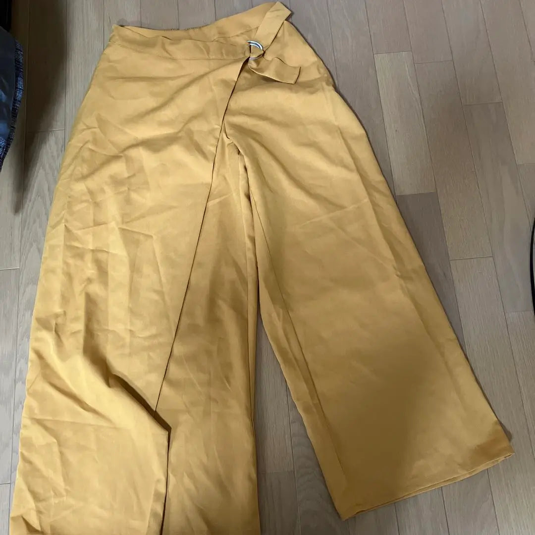 New Women's L M Pants Wide Pants Mustard Wrap Pants