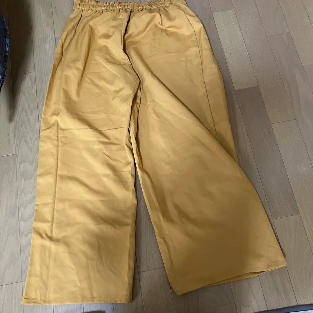 New Women's L M Pants Wide Pants Mustard Wrap Pants