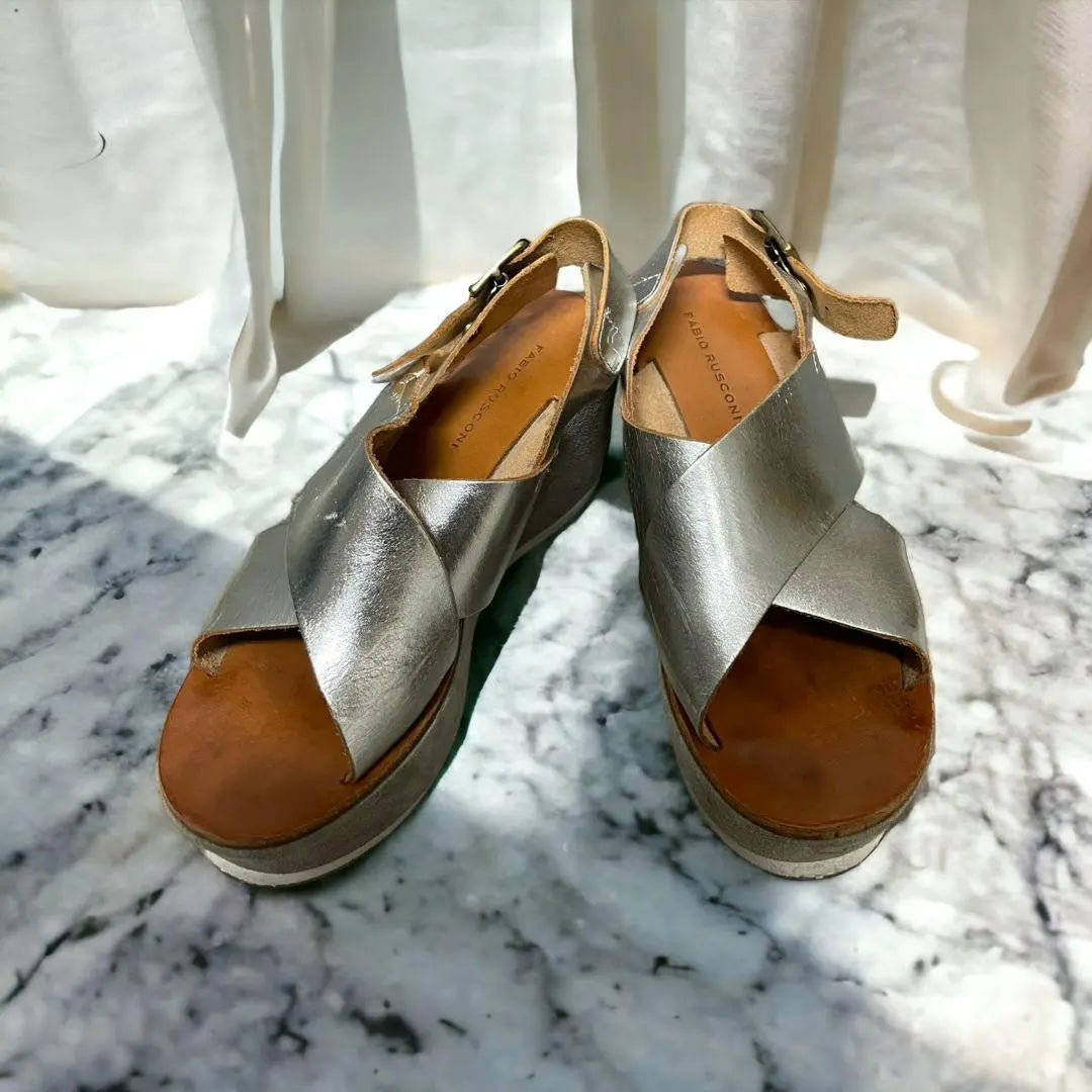 FABIO RUSCONI Silver Sandals 36 Women