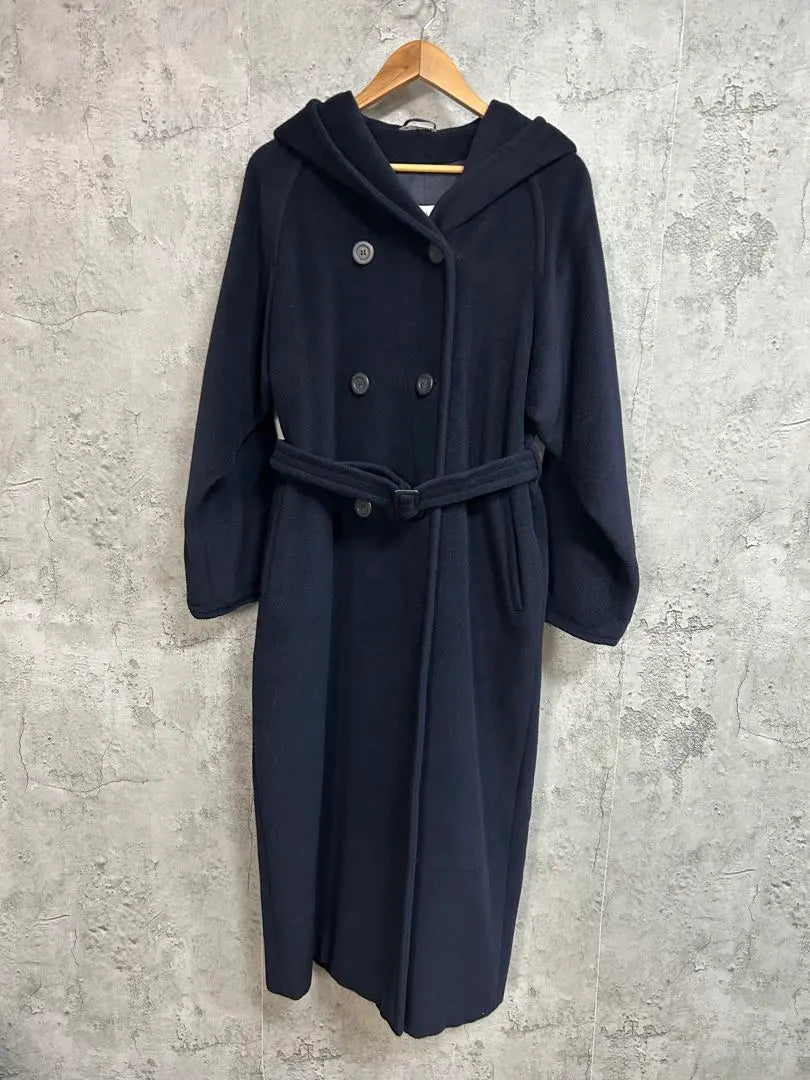 Max Mara Hoodie Long Coat 38 Navy