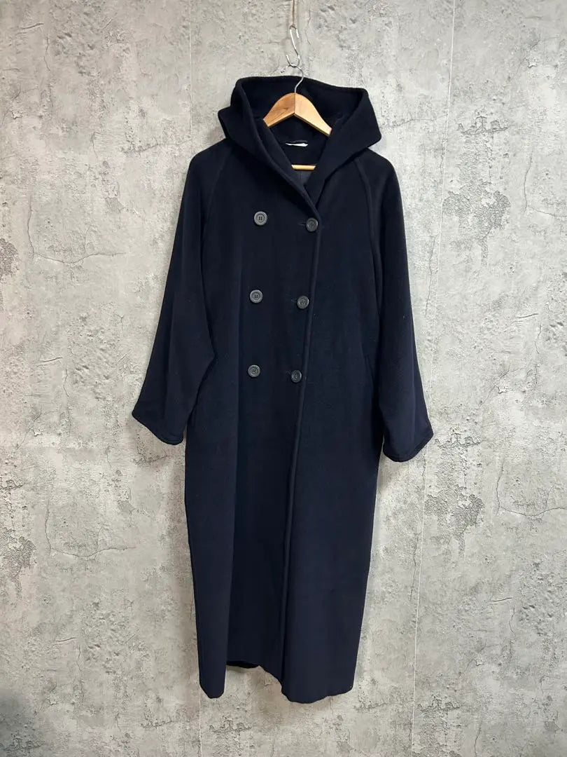 Max Mara Hoodie Long Coat 38 Navy