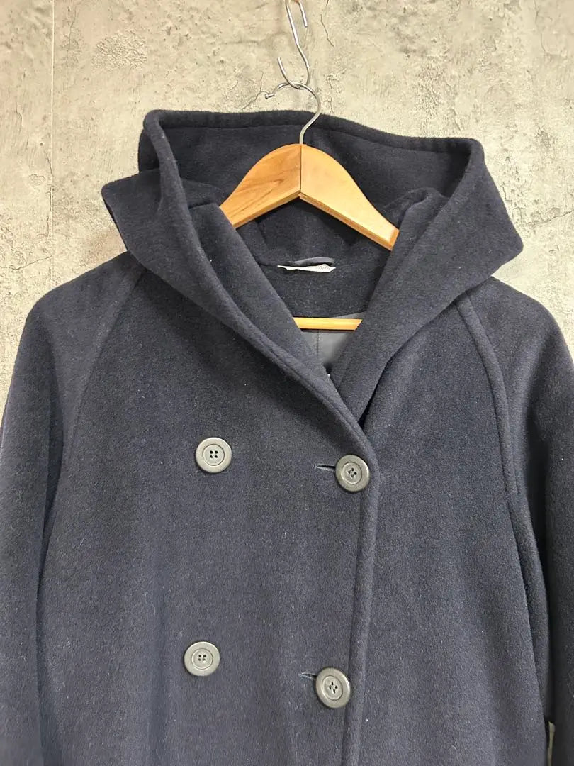 Max Mara Hoodie Long Coat 38 Navy