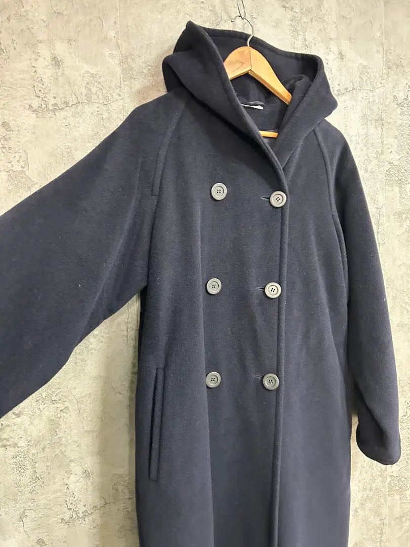 Max Mara Hoodie Long Coat 38 Navy