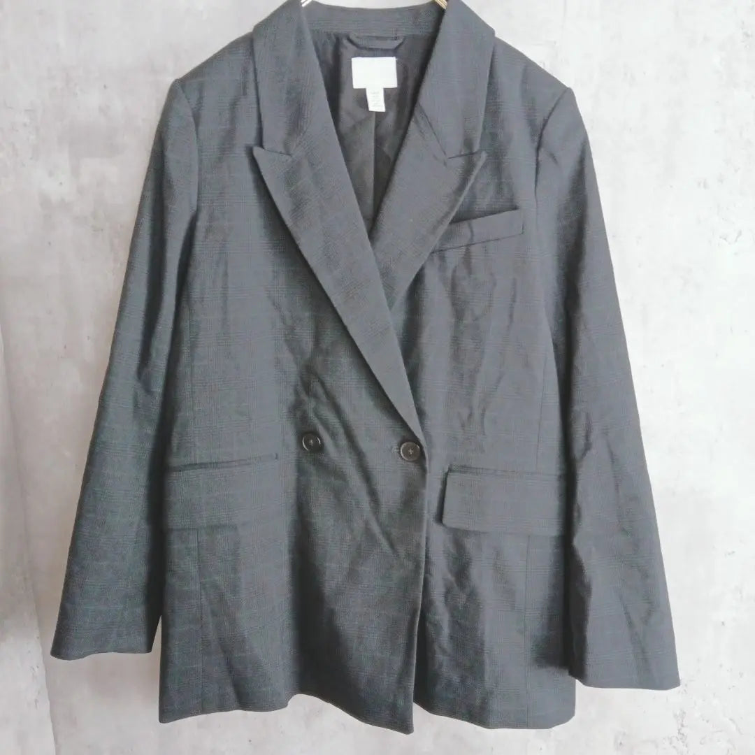 Suitable for Spring [H&M] Gray Check Jacket 155/80 Stylish Slightly Thin