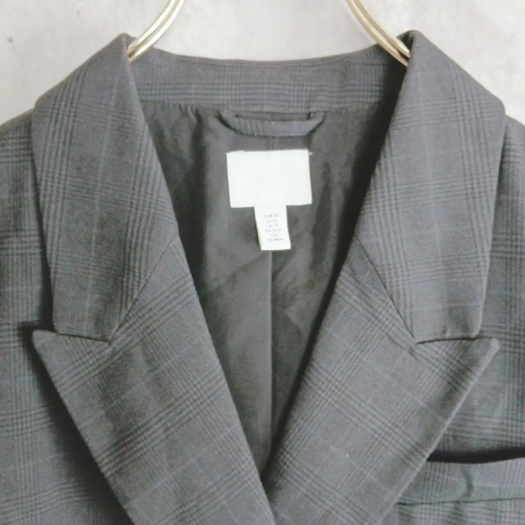 Suitable for Spring [H&M] Gray Check Jacket 155/80 Stylish Slightly Thin