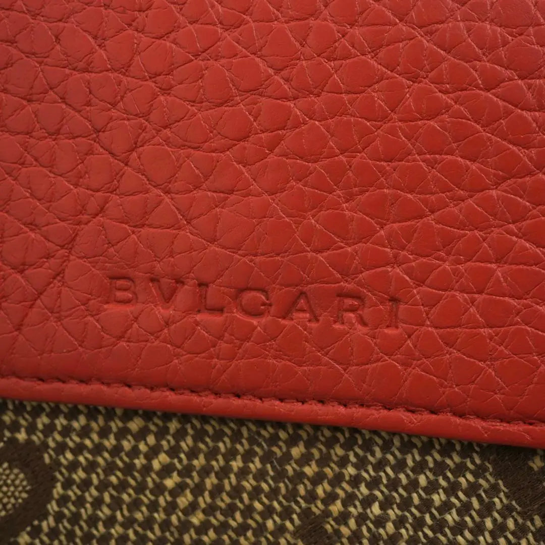 ✨Artículo extremadamente hermoso✨ Cartera larga BVLGARI de lona bicolor con tres pliegues grabados