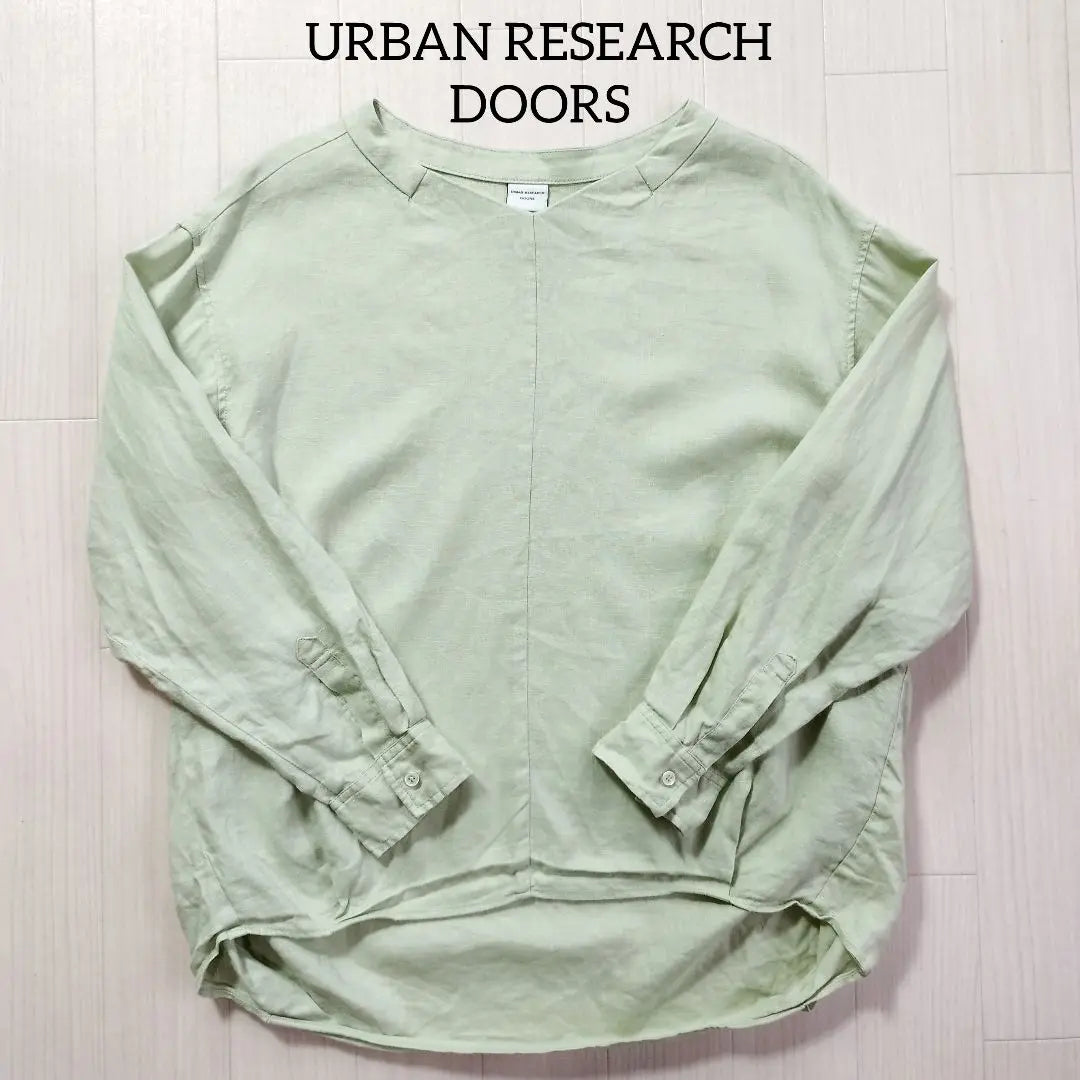 Urban Research Dores Long Sleeve Cut Saw M Linen 100% young grass color | アーバンリサーチドアー　長袖カットソー　M リネン100% 若草色