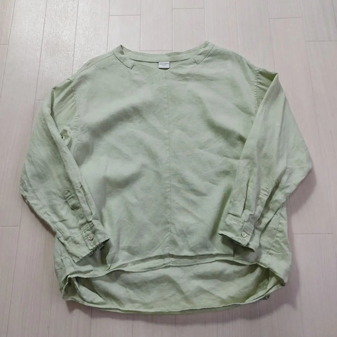 Urban Research Dores Long Sleeve Cut Saw M Linen 100% young grass color | アーバンリサーチドアー　長袖カットソー　M リネン100% 若草色