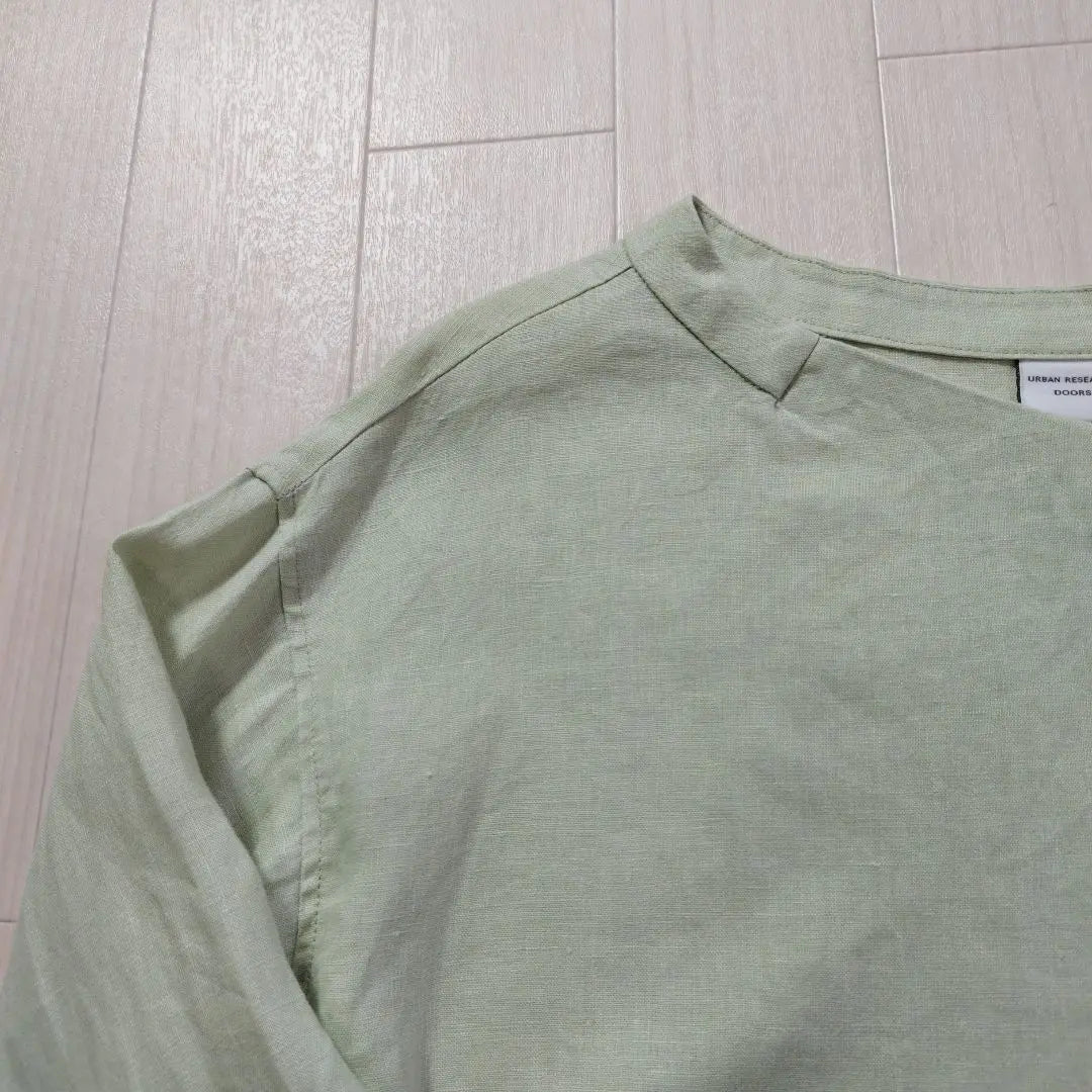 Urban Research Dores Long Sleeve Cut Saw M Linen 100% young grass color | アーバンリサーチドアー　長袖カットソー　M リネン100% 若草色