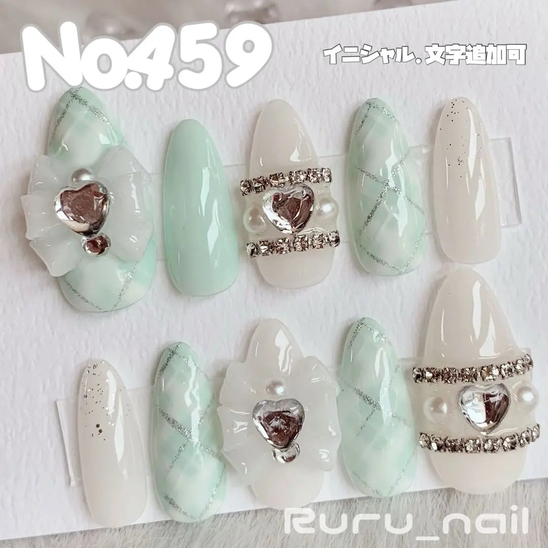 Nail chip ❤︎ Macaron Green mass -produced mine | ネイルチップ‪‪❤︎‬マカロングリーン 量産型地雷韓国ワンホンイニシャル