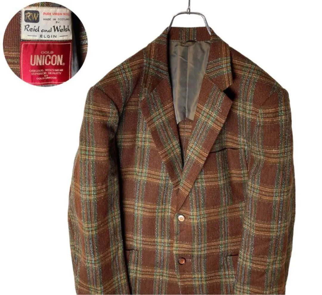 Good design! Retro vintage Scottish brown checkered jacket