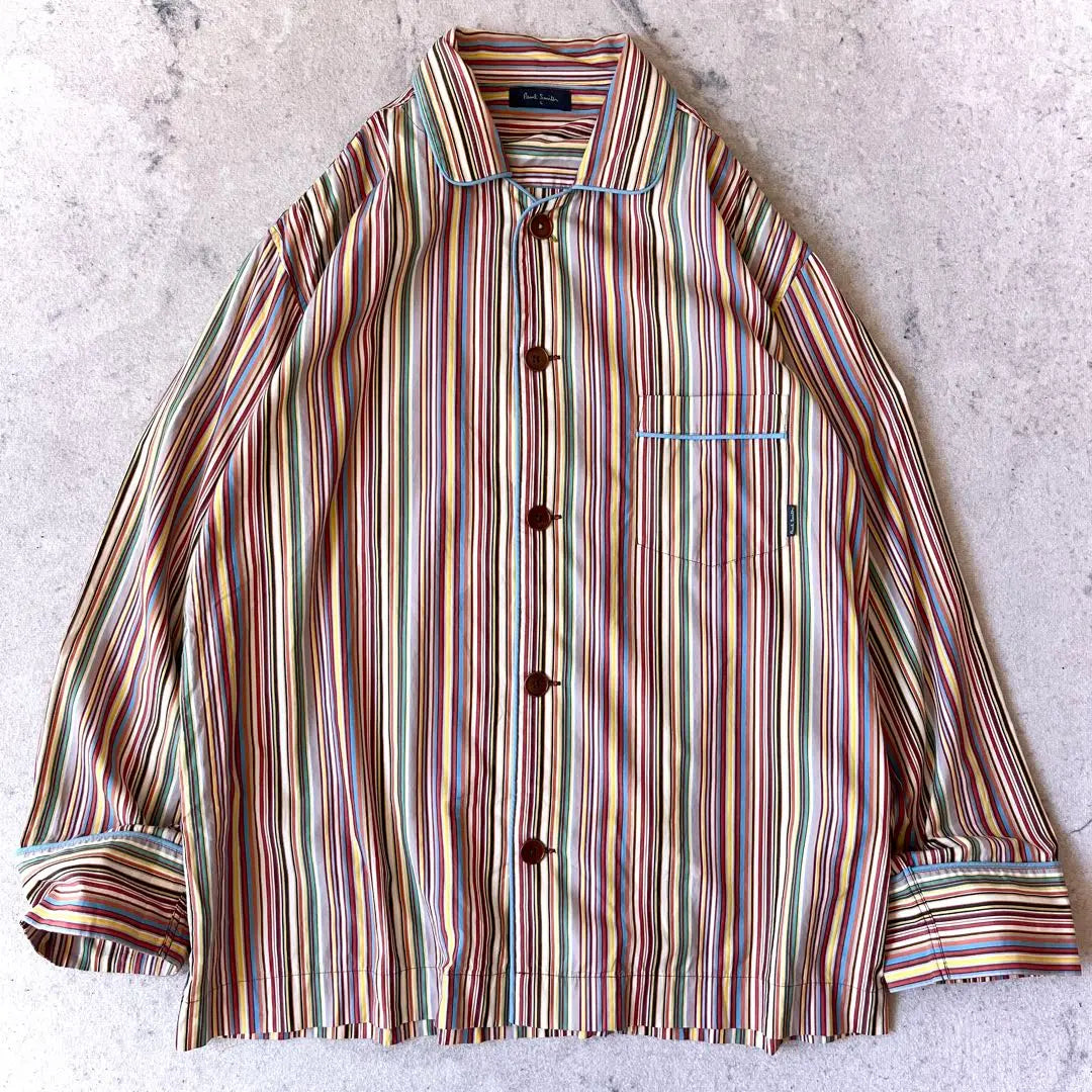 Paul Smith L size Signature Multi-stripe Cotton Pajama Shirt