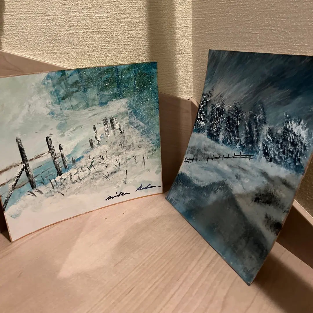 Set of two landscape paintings and oil paintings