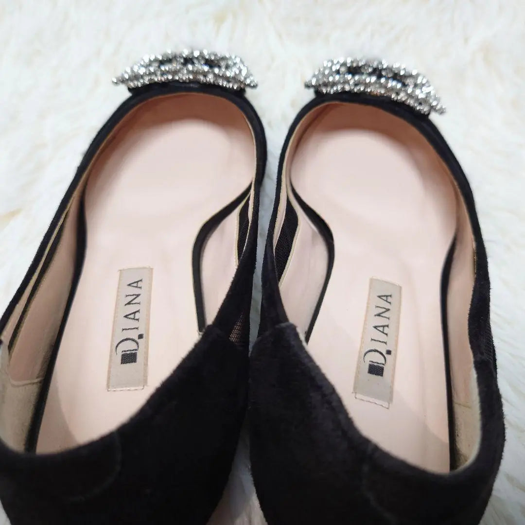 ★43 Diana Pumps Flat Bijoux Ante Encaje Negro 23