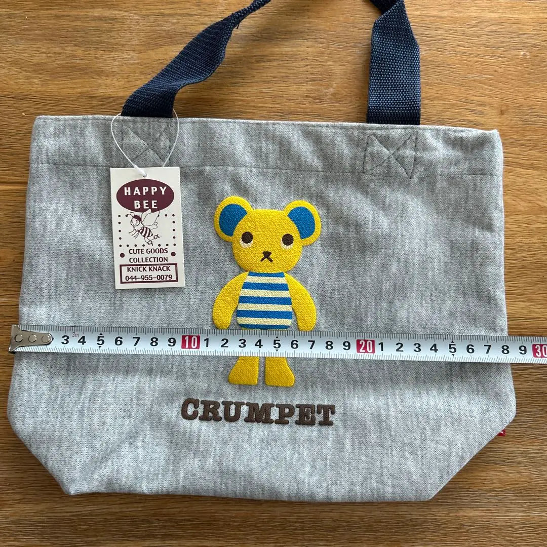 CRUMPET Bear Embroidery Handbag Gray