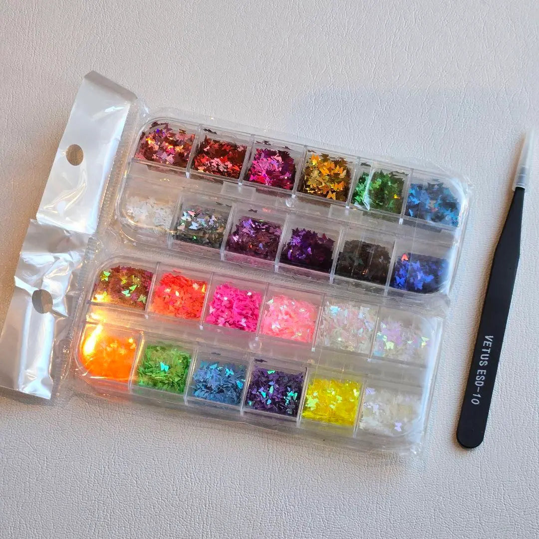 ✨️Anonymous delivery✨️ Nail parts Sequins Butterfly 24 colors Hologram