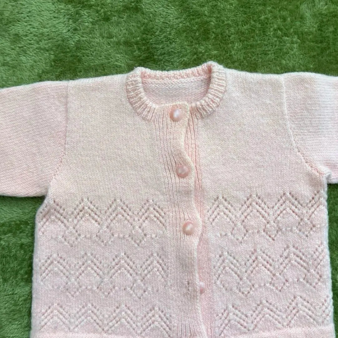 Light pink knit cardigan handmade 60 size | 薄いピンクのニットカーディガン　ハンドメイド　60サイズ