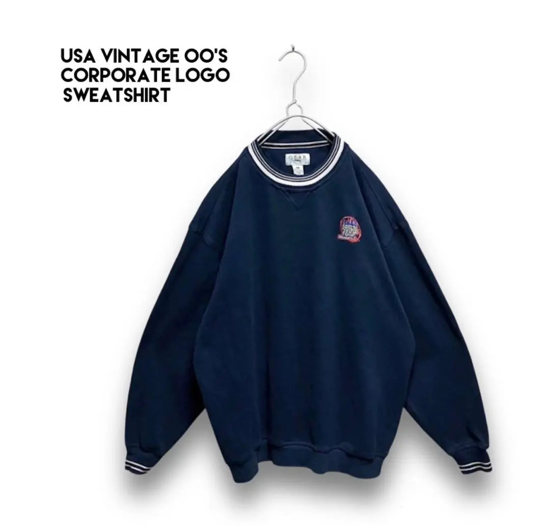 [Super Rare] US Vintage 00's Vintage Corporate Mono Embroidered Logo Sweat Pullover