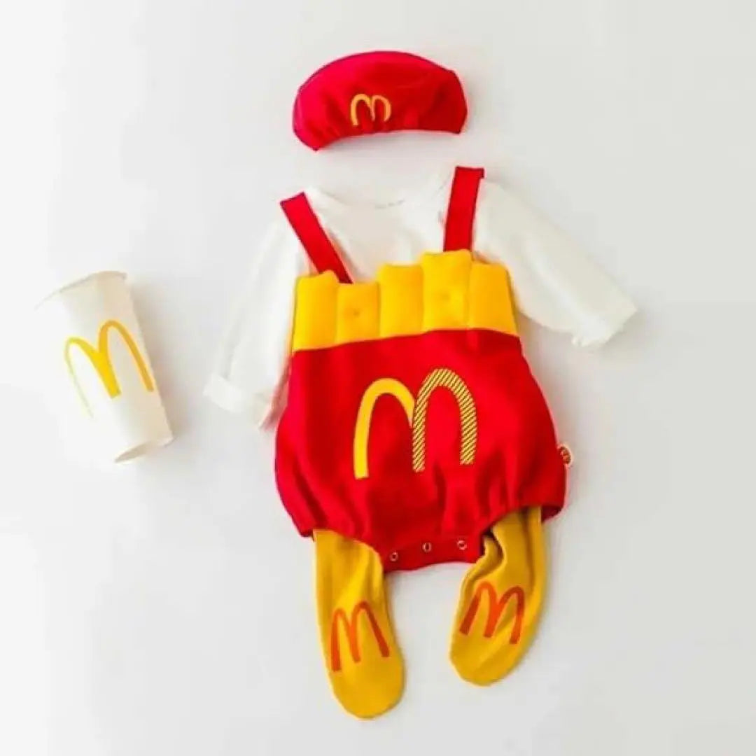 [D-008] 2-piece set Norikiri McDo-style Rompers Potato Cosplay Children