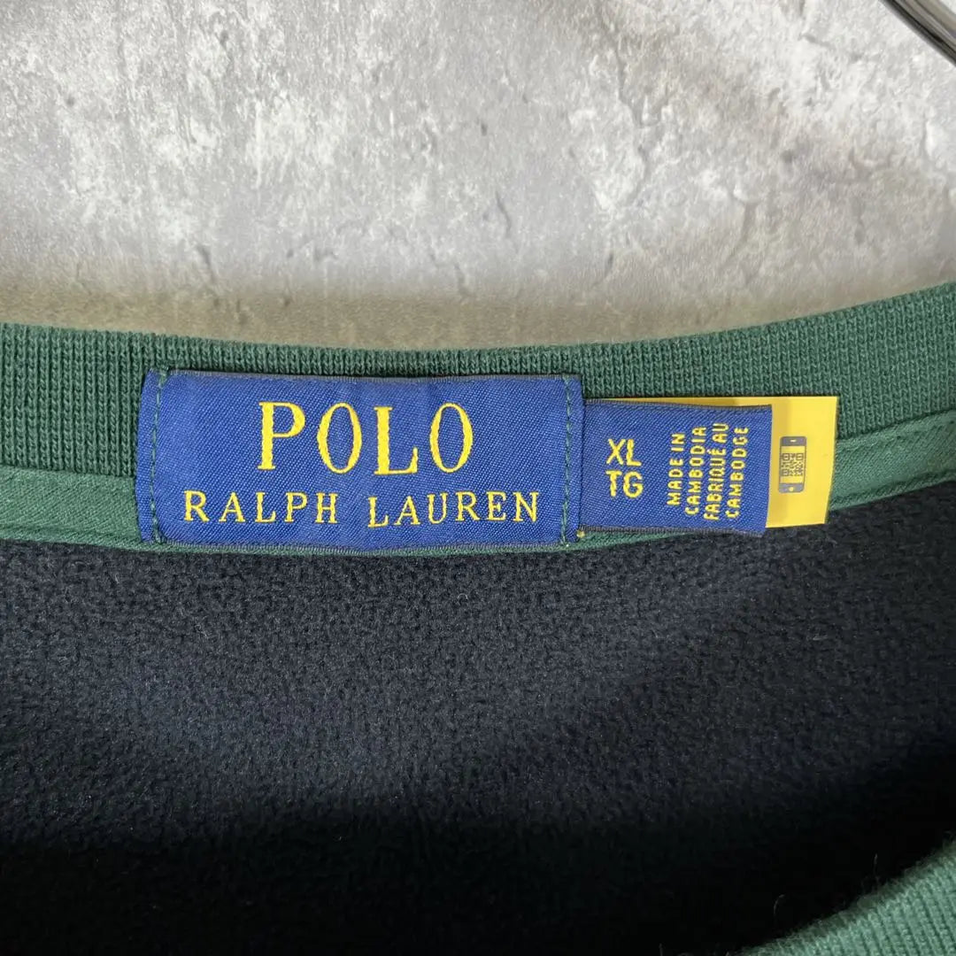 [Rare XL • Current Tag] Polo Ralph Lauren Sweatshirt Pony Embroidered Logo Green Boa Lining