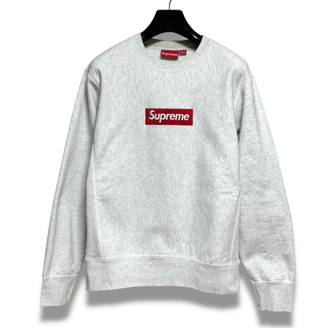 Sudadera de cuello redondo con logo de Supreme Box en gris ceniza