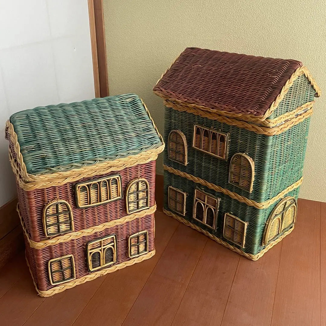 Rattan Wisteria House-shaped House-shaped Storage Box Antique Retro