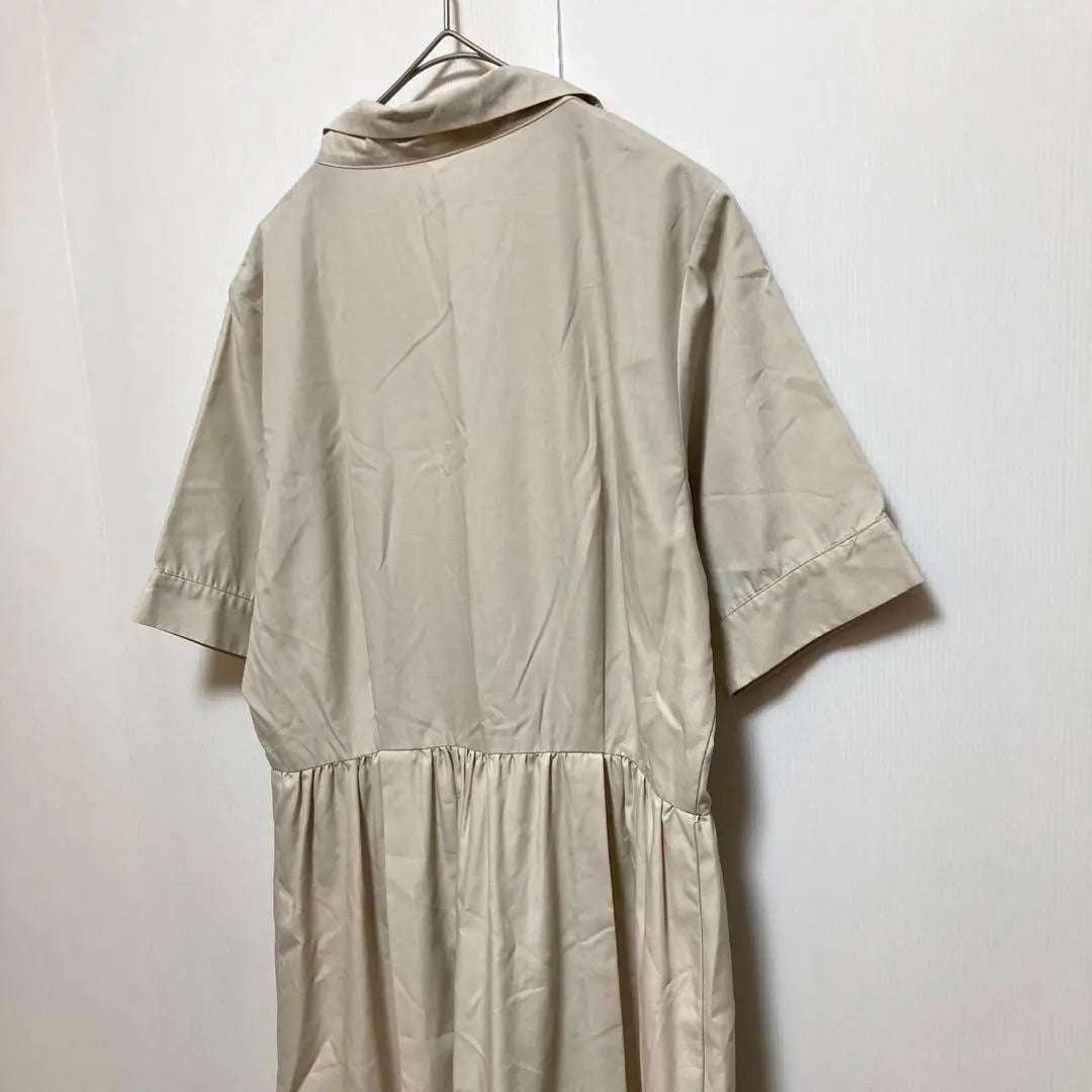 Medume shirt dress, short sleeve, made in Japan, loose, body cover, pleated, XL