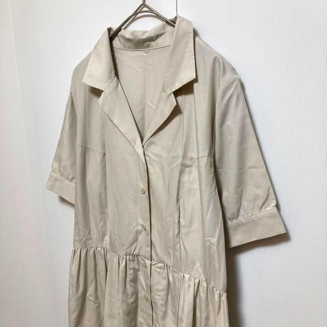 Medume shirt dress, short sleeve, made in Japan, loose, body cover, pleated, XL