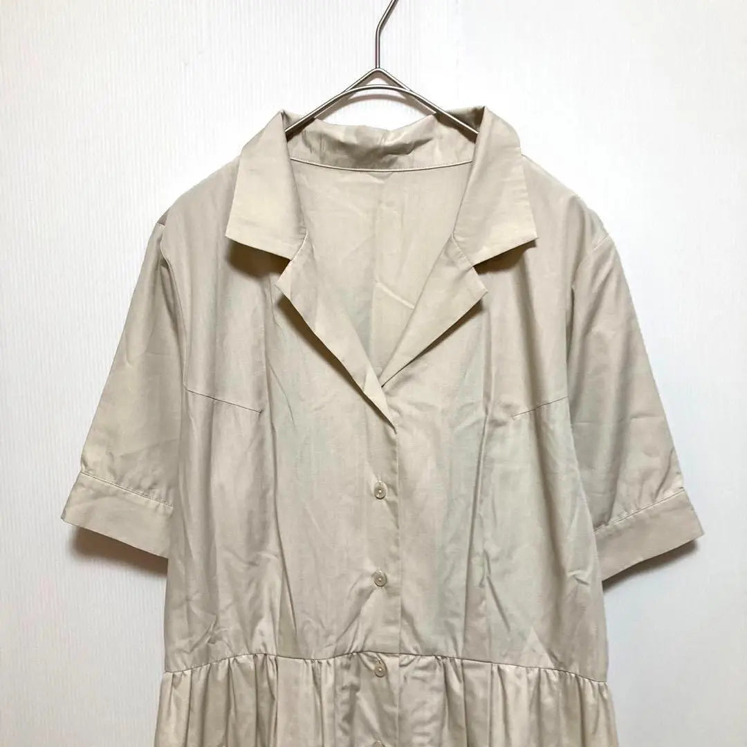 Medume shirt dress, short sleeve, made in Japan, loose, body cover, pleated, XL