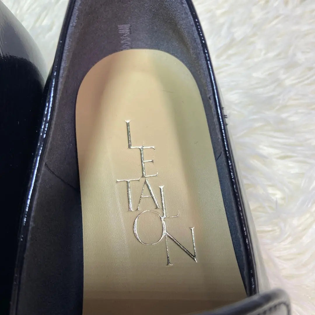 ✨ [Good condition] LETALON enamel loafers, thick soles, black, 23cm