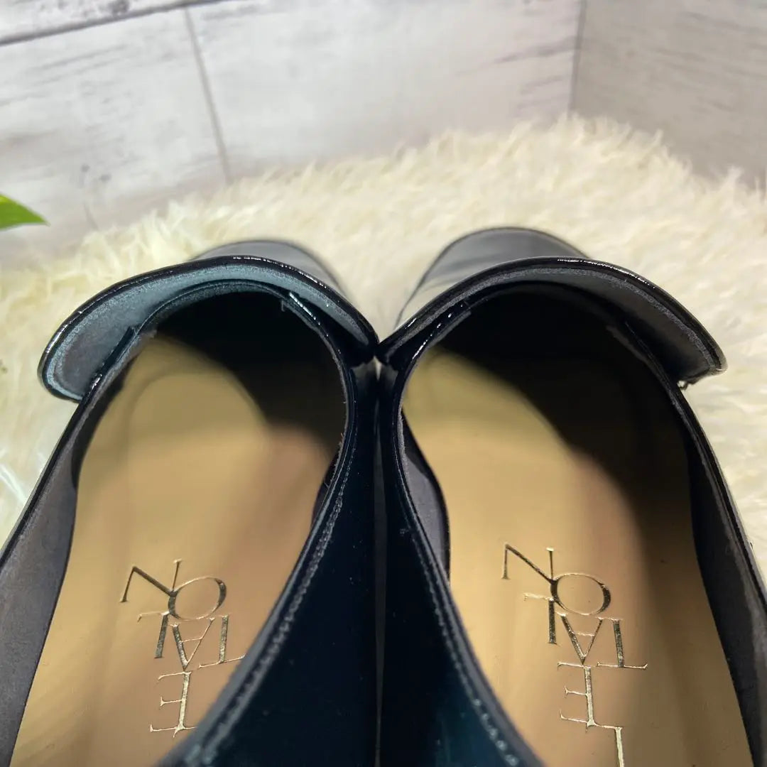 ✨ [Good condition] LETALON enamel loafers, thick soles, black, 23cm